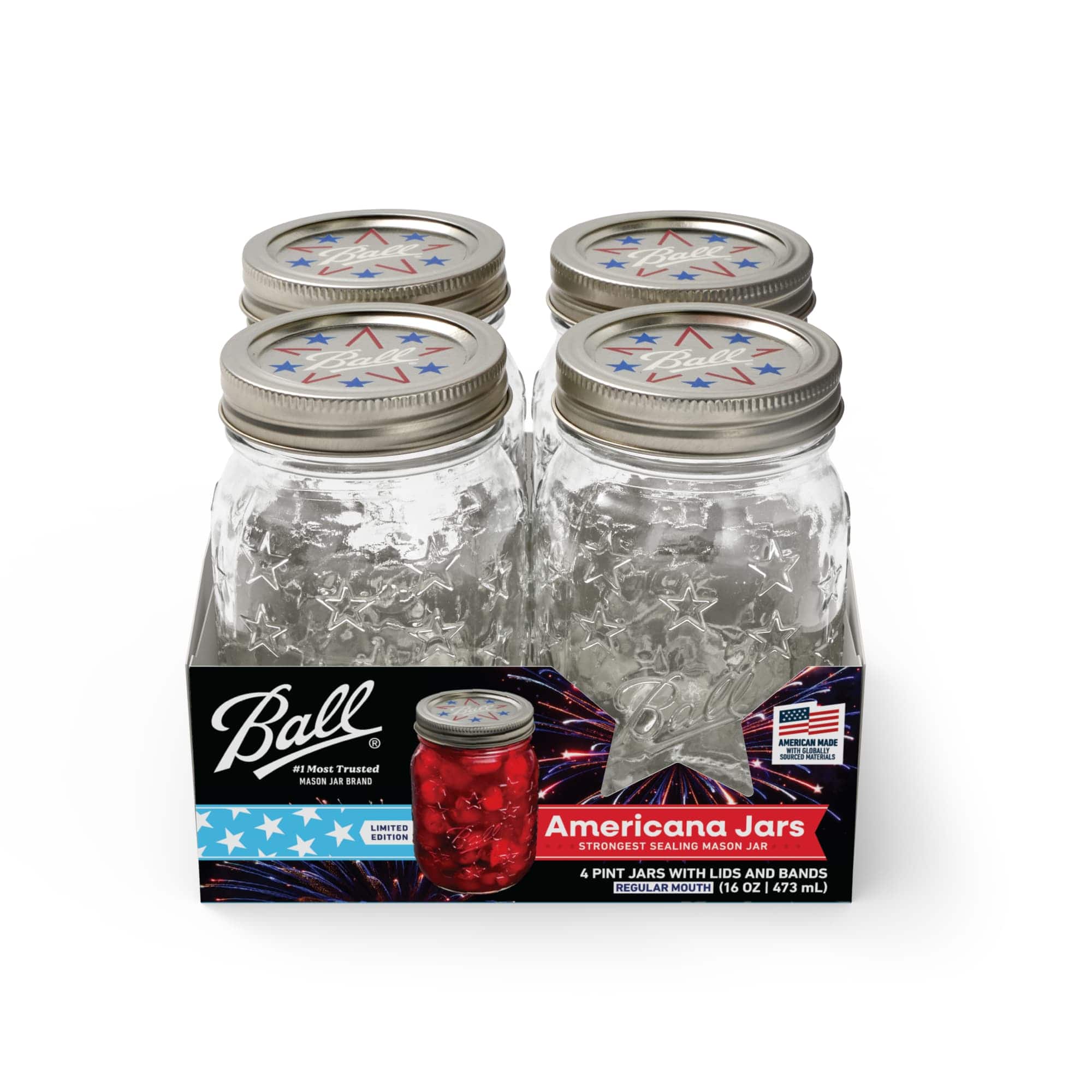 Ball® 16oz. Regular Mouth Americana Jar, 4ct.